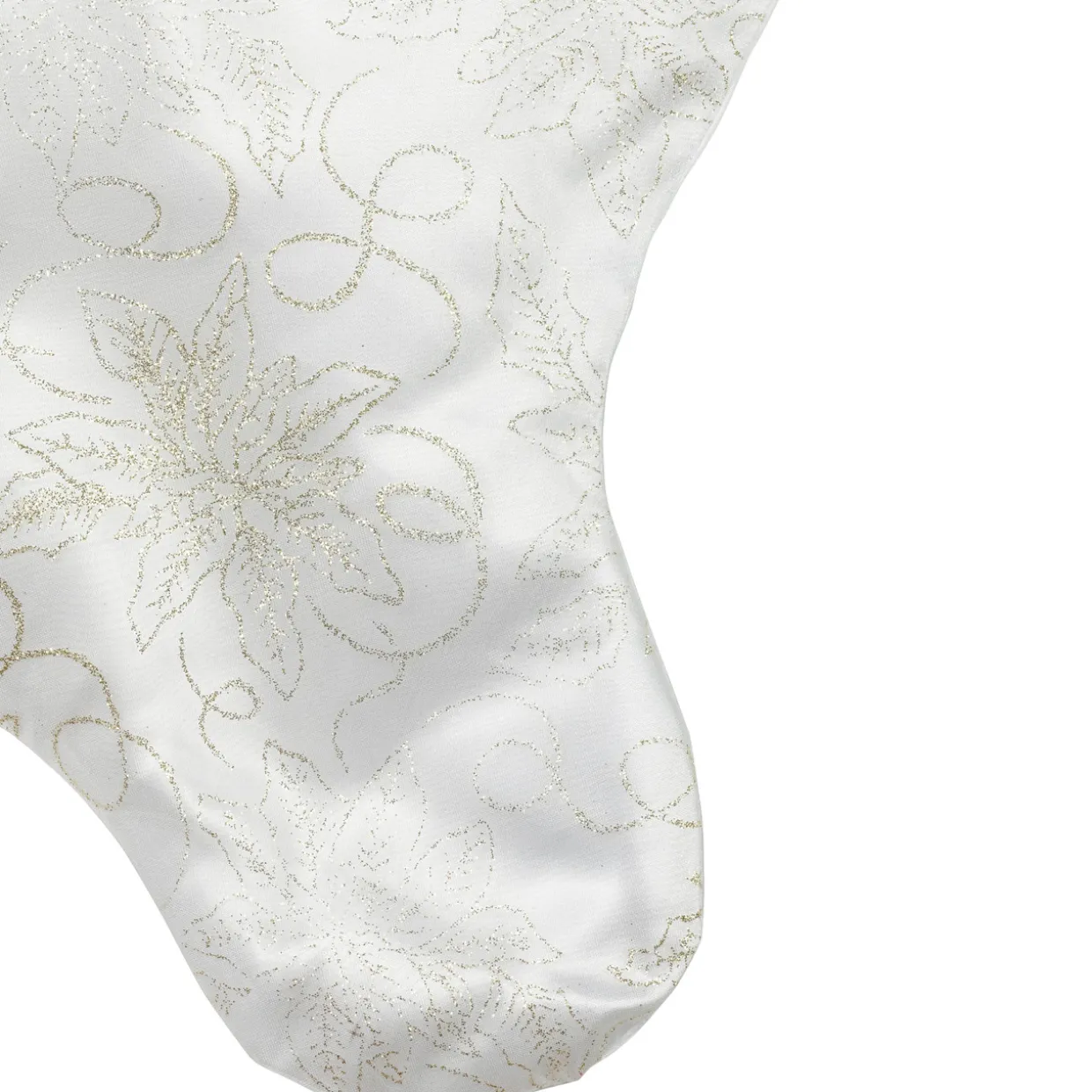 20.5" White and Gold Glitter Poinsettia Christmas Stocking