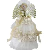 16" White and Gold Lighted Angel Sequined Gown Christmas Tree Topper