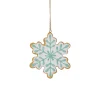 3.75" White and Green Christmas Snowflake Ornament