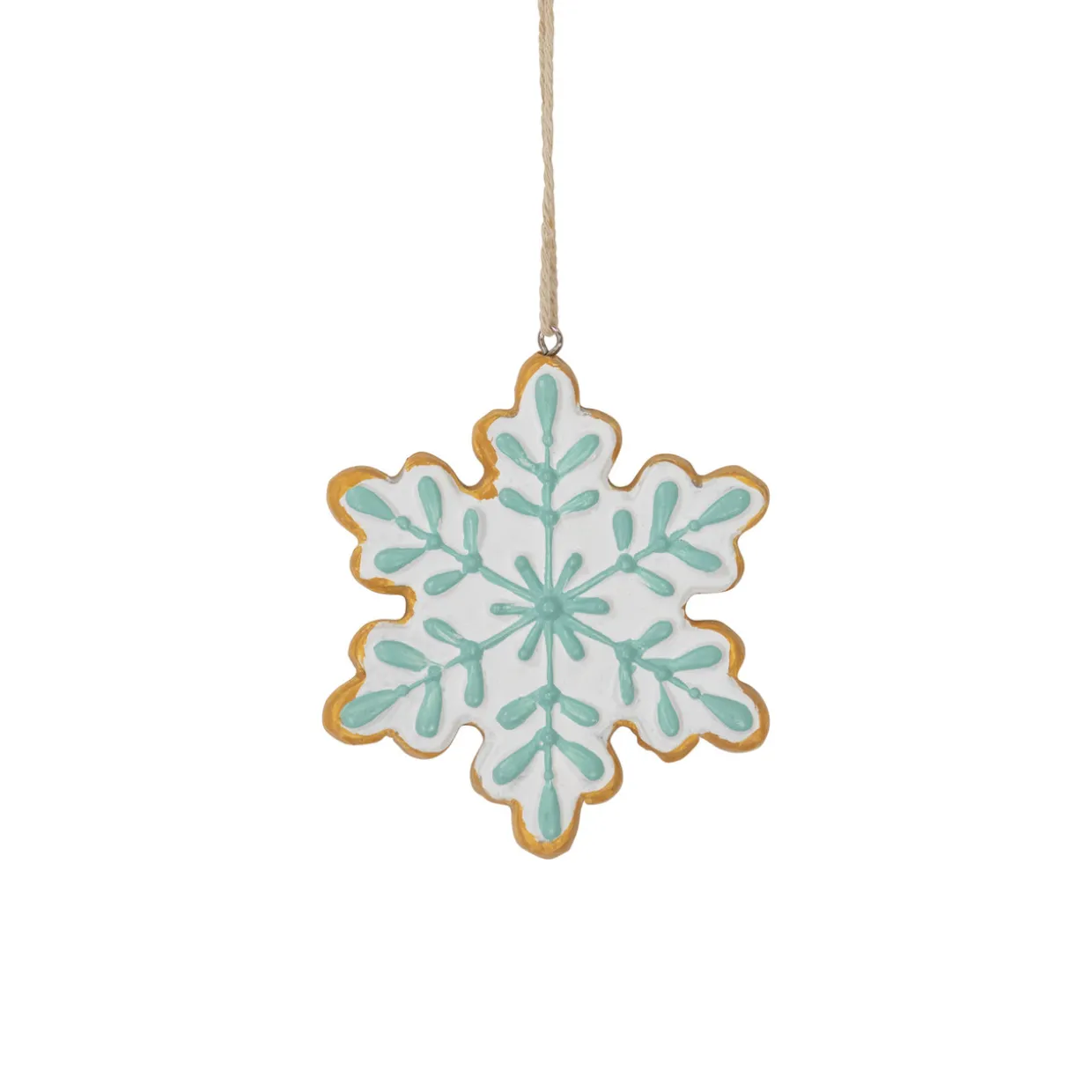 3.75" White and Green Christmas Snowflake Ornament