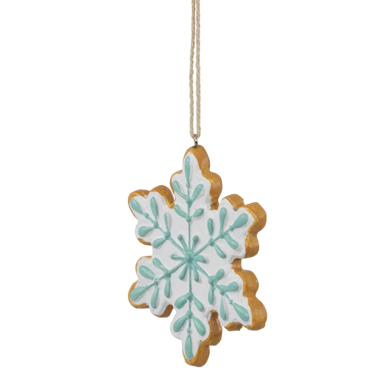3.75" White and Green Christmas Snowflake Ornament