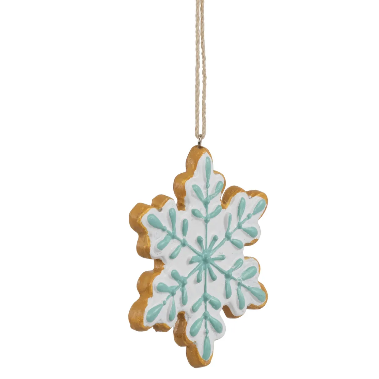 3.75" White and Green Christmas Snowflake Ornament