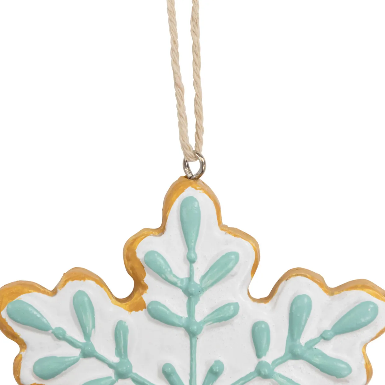 3.75" White and Green Christmas Snowflake Ornament
