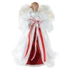 14" White and Red Angel with Lighted Wings Christmas Tree Topper