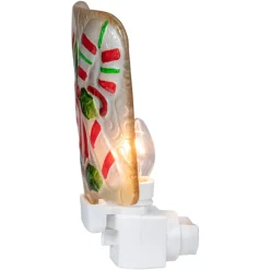 6" White and Red Candy Canes Glass Christmas Night Light