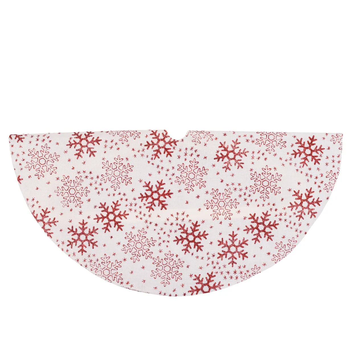 20" White and Red Glitter Snowflake Mini Burlap Christmas Tree Skirt