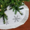 48" White and Silver Embroidered Sequin Snowflakes Tree Skirt
