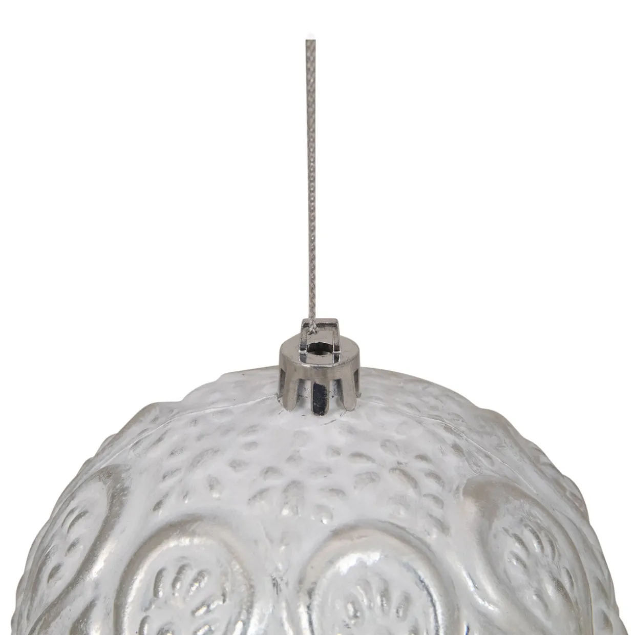 3.5" White and Silver Floral Distressed Christmas Ball Ornament