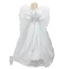 22" White and Silver Glitter Angel with Star Hanging Christmas Decoration