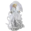 16" White and Silver Lighted Angel Sequined Gown Christmas Tree Topper