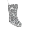 17.5" White and Silver Sequins Hanging Christmas Stocking