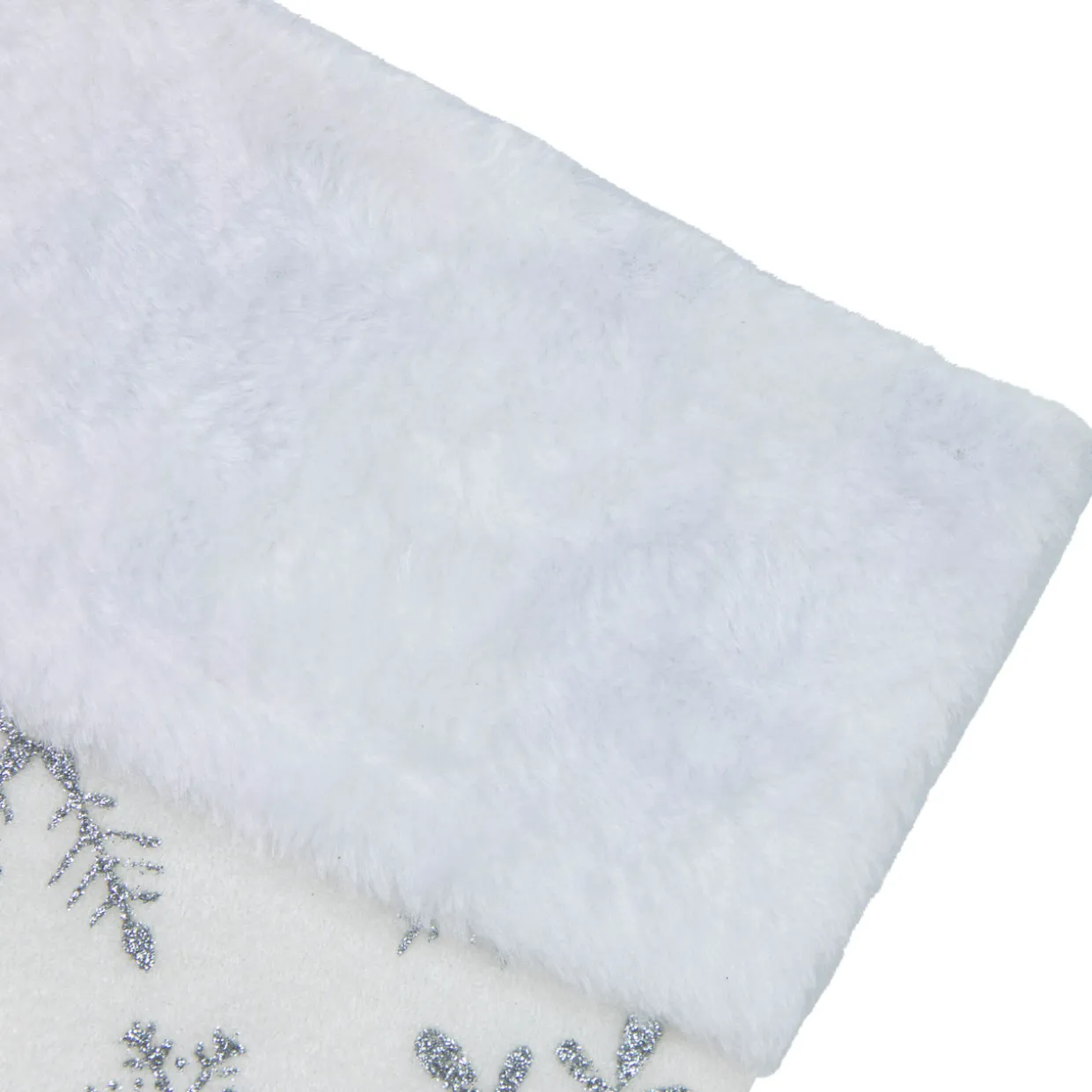 19" White and Silver Snowflakes Christmas Stocking