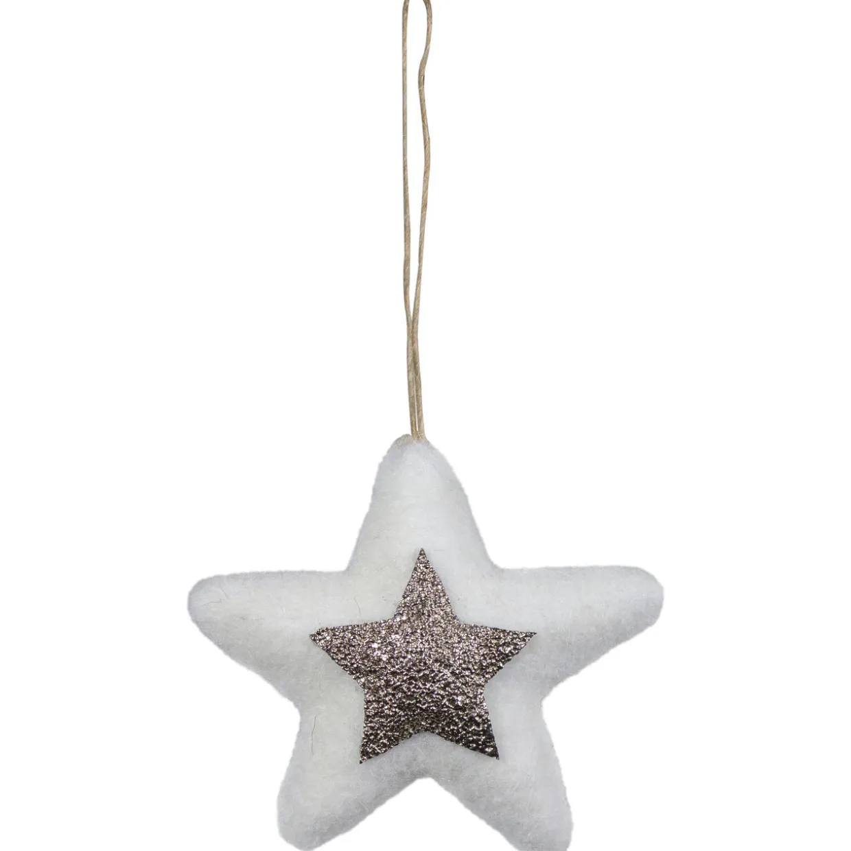 3.75" White and Silver Star Hanging Christmas Ornament