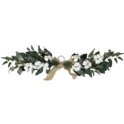 25" White Cotton and Pine Cone Christmas Foliage Swag - Unlit