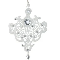 9.5" White Elegant Jeweled Lace Doily Style Christmas Ornament