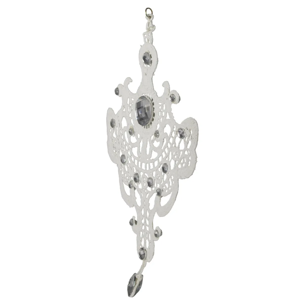 9.5" White Elegant Jeweled Lace Doily Style Christmas Ornament