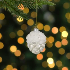 3.75" White Frosted Pine Cone Glass Christmas Ornament