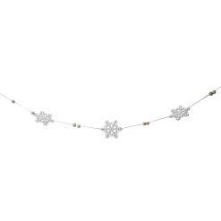 5.25' White Glitter Dusted Snowflake Christmas Garland