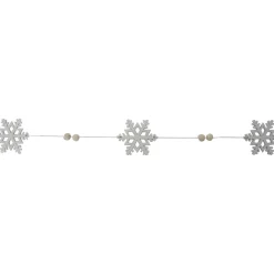 5.25' White Glitter Dusted Snowflake Christmas Garland