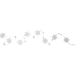5.25' White Glitter Dusted Snowflake Christmas Garland