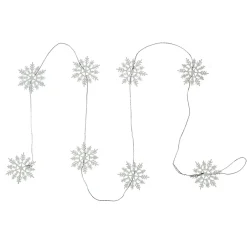5' White Glitter Dusted Wooden Snowflake Christmas Garland