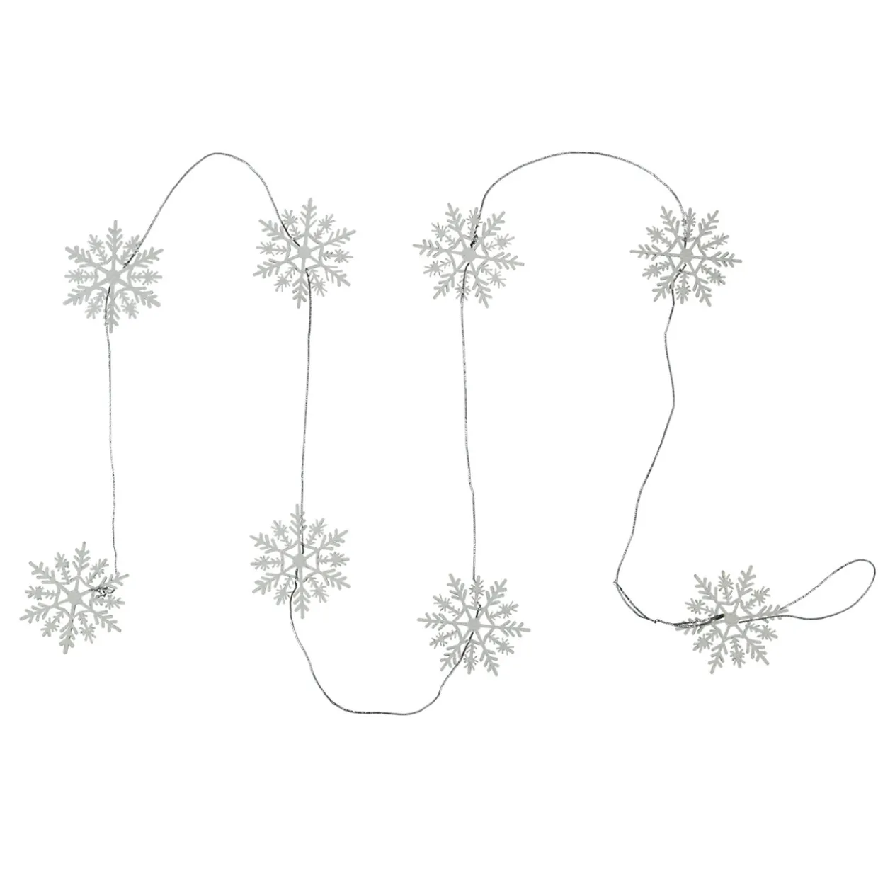 5' White Glitter Dusted Wooden Snowflake Christmas Garland