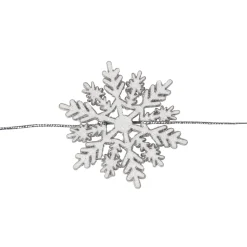 5' White Glitter Dusted Wooden Snowflake Christmas Garland