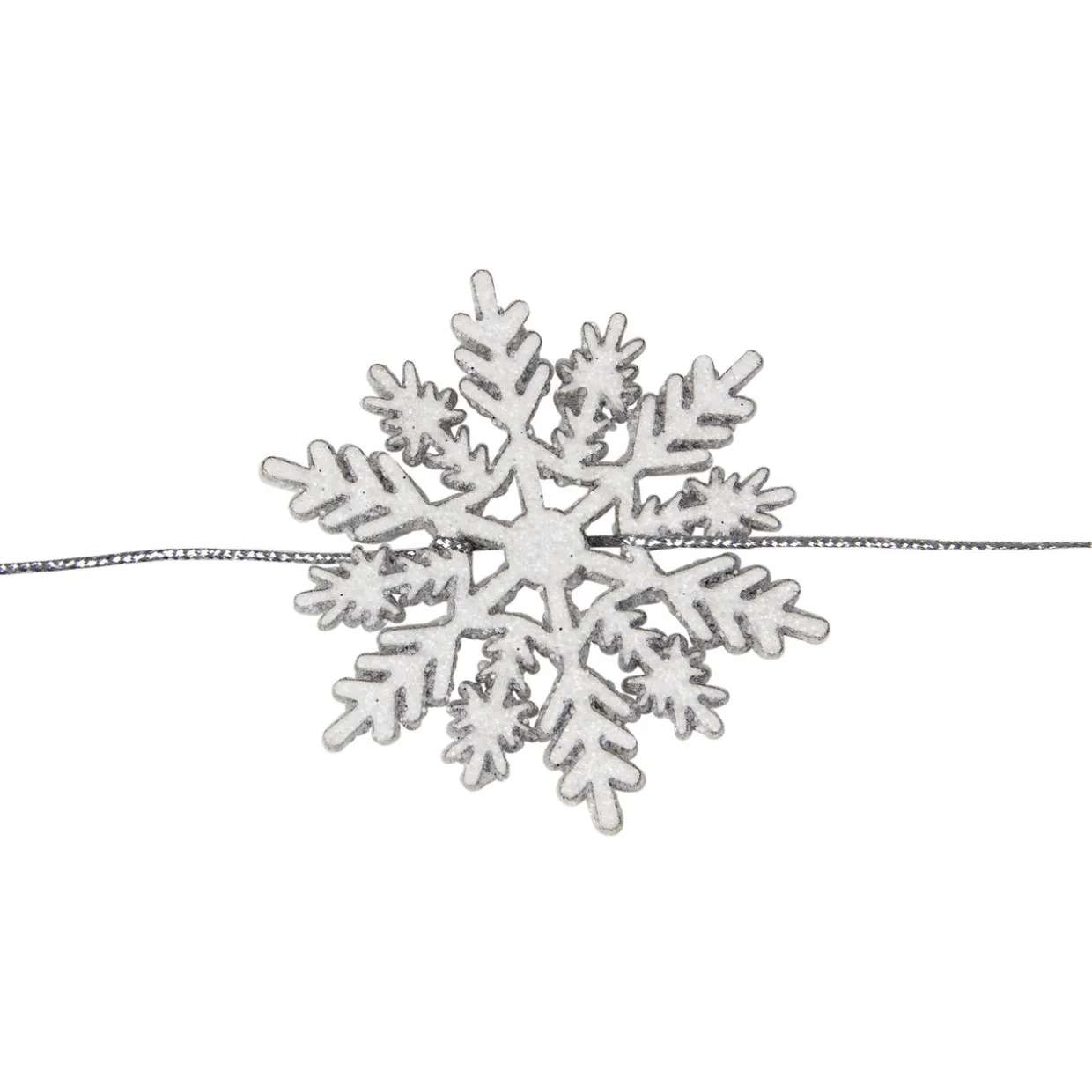 5' White Glitter Dusted Wooden Snowflake Christmas Garland