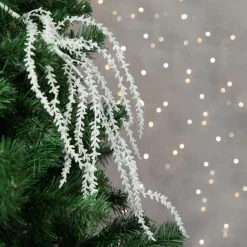 27" White Glittered Weeping Christmas Spray