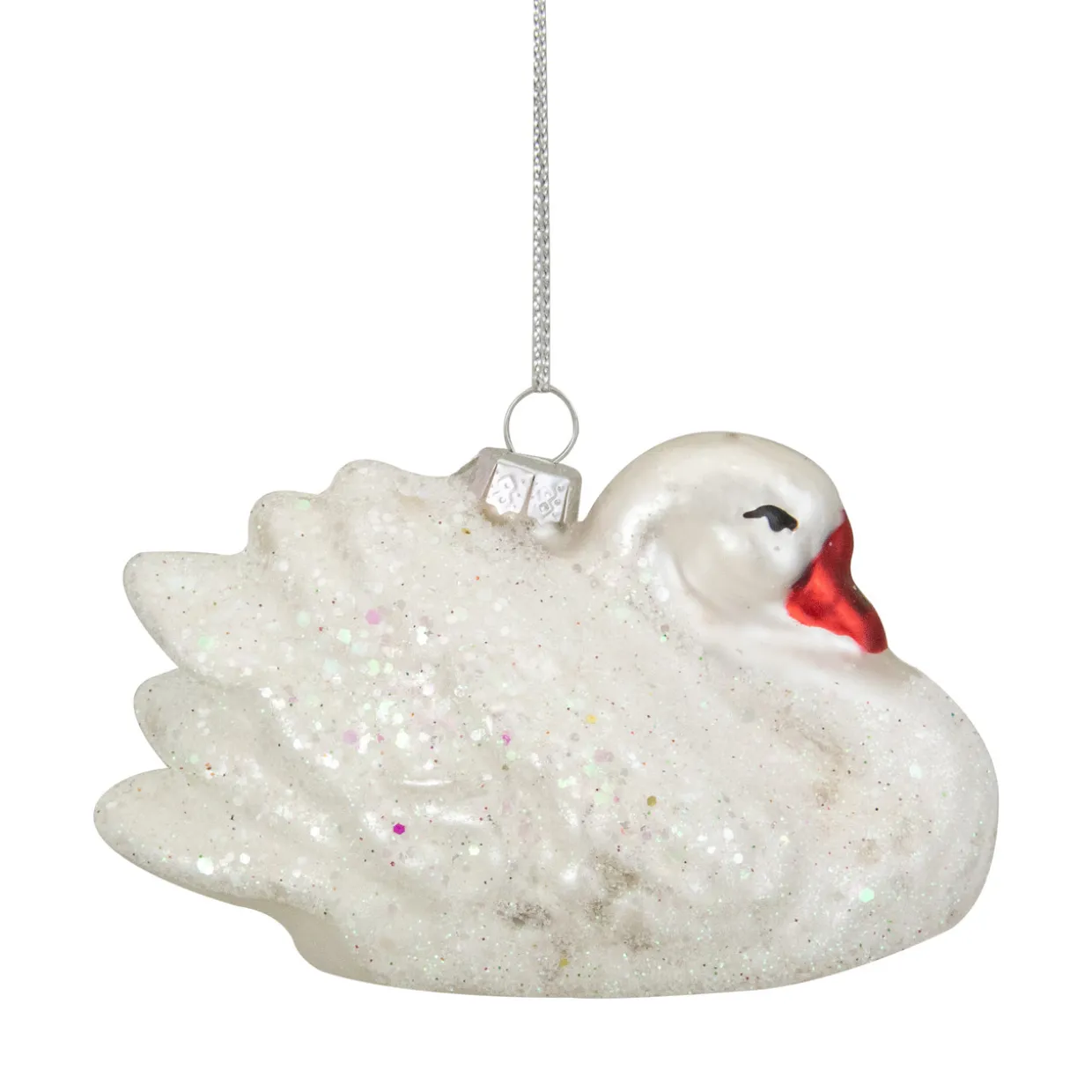3.75" White Iridescent Glass Swan Christmas Ornament