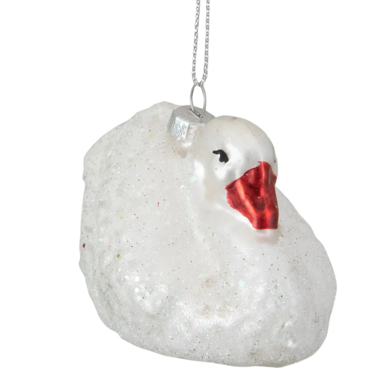 3.75" White Iridescent Glass Swan Christmas Ornament