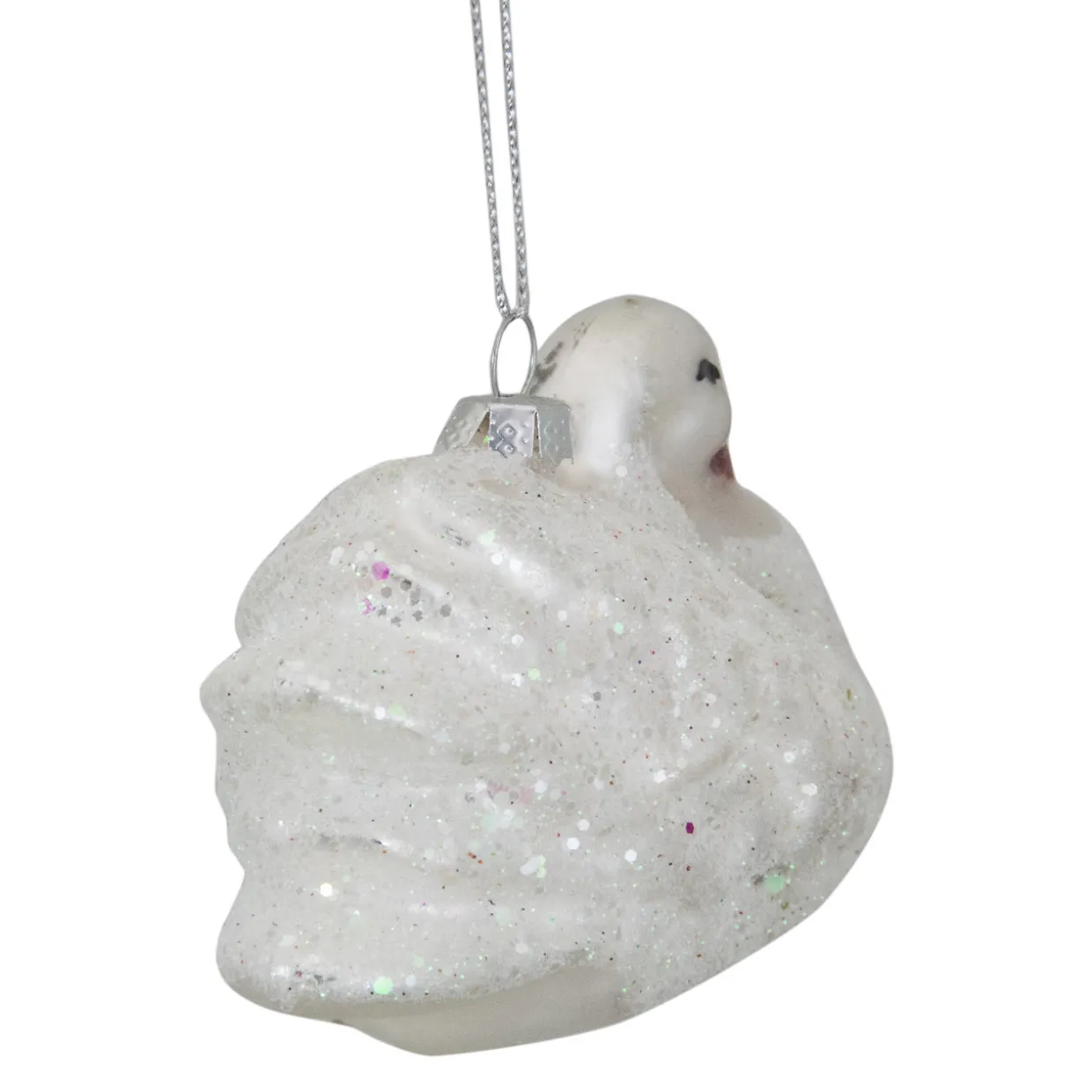 3.75" White Iridescent Glass Swan Christmas Ornament