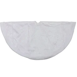 48" White Iridescent Glitter Snowflake Christmas Tree Skirt