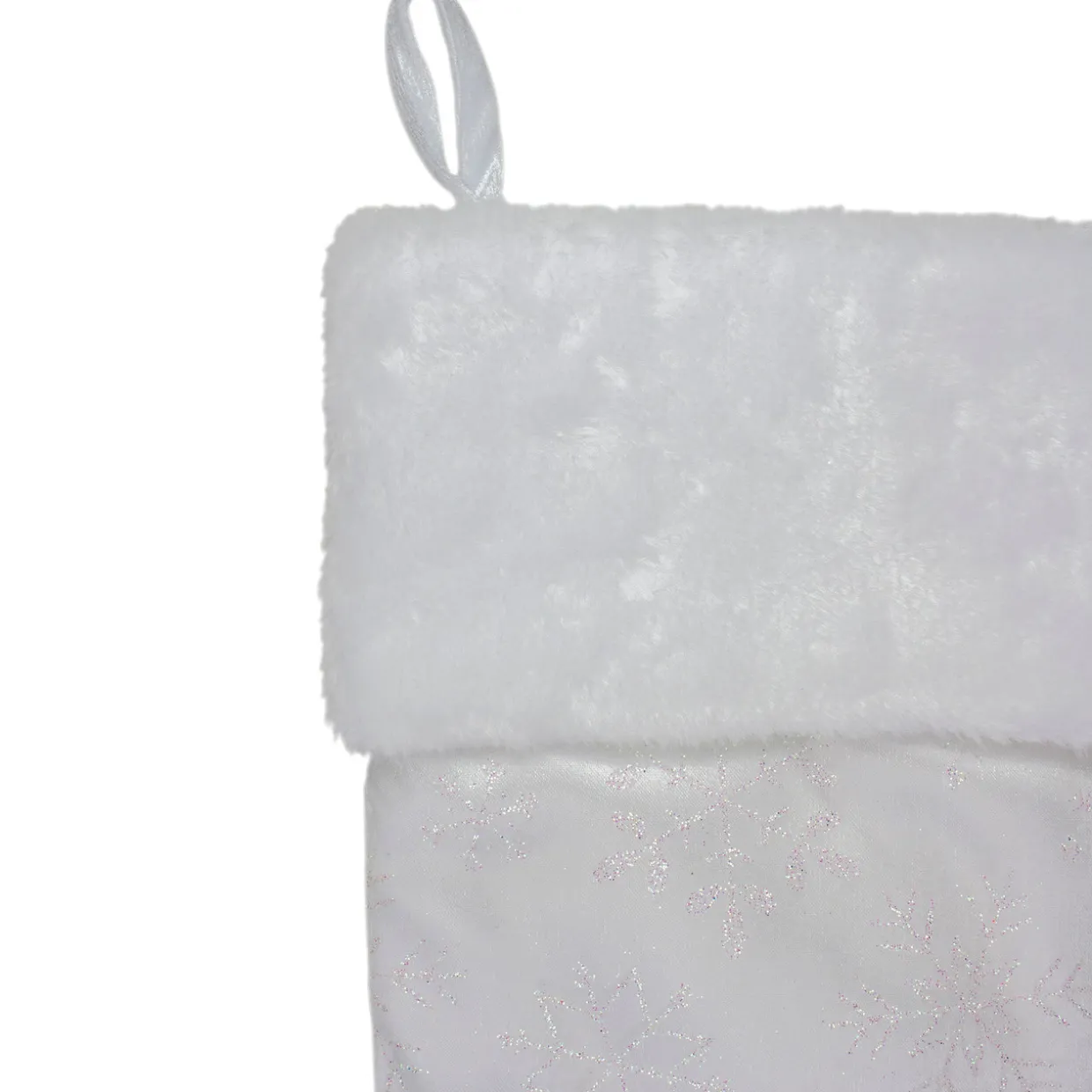 20.5" White Iridescent Glittered Snowflake Christmas Stocking