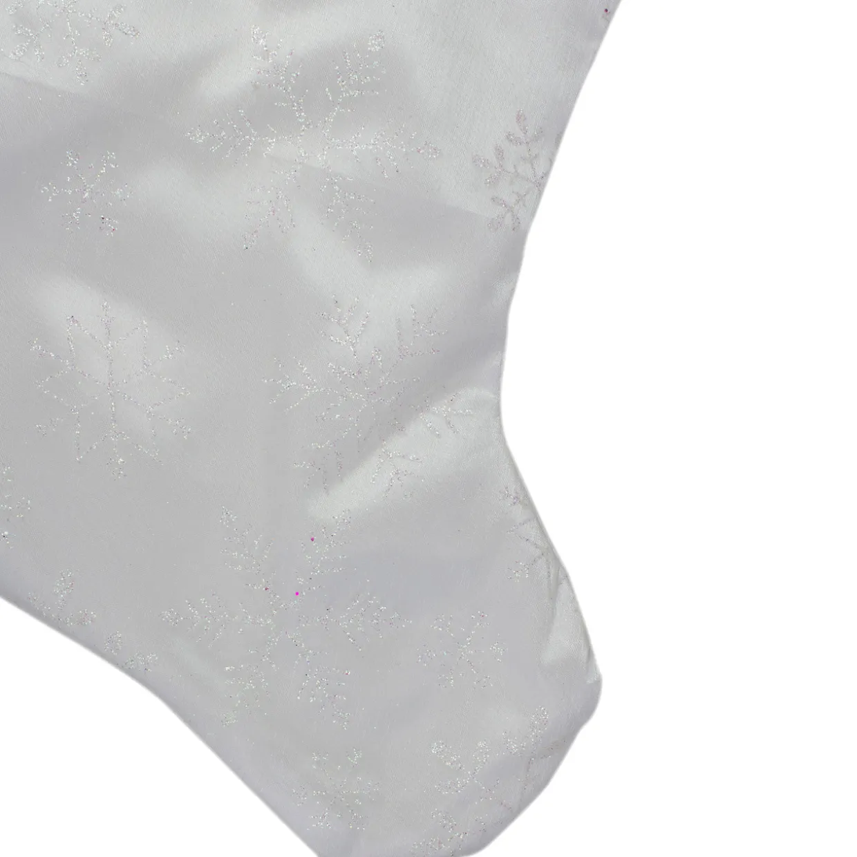 20.5" White Iridescent Glittered Snowflake Christmas Stocking