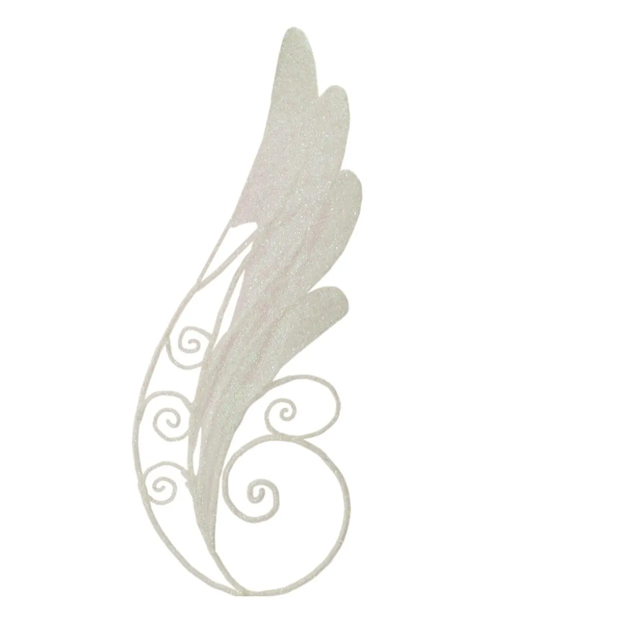 38.5" White Iridescent Glitter Angel Wing Artificial Christmas Craft Pick