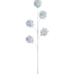 27" White Iridescent Snowball Christmas Spray