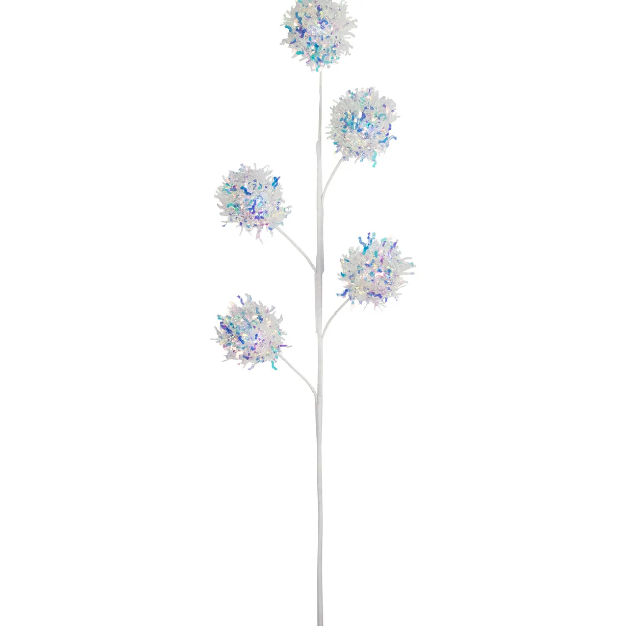 27" White Iridescent Snowball Christmas Spray