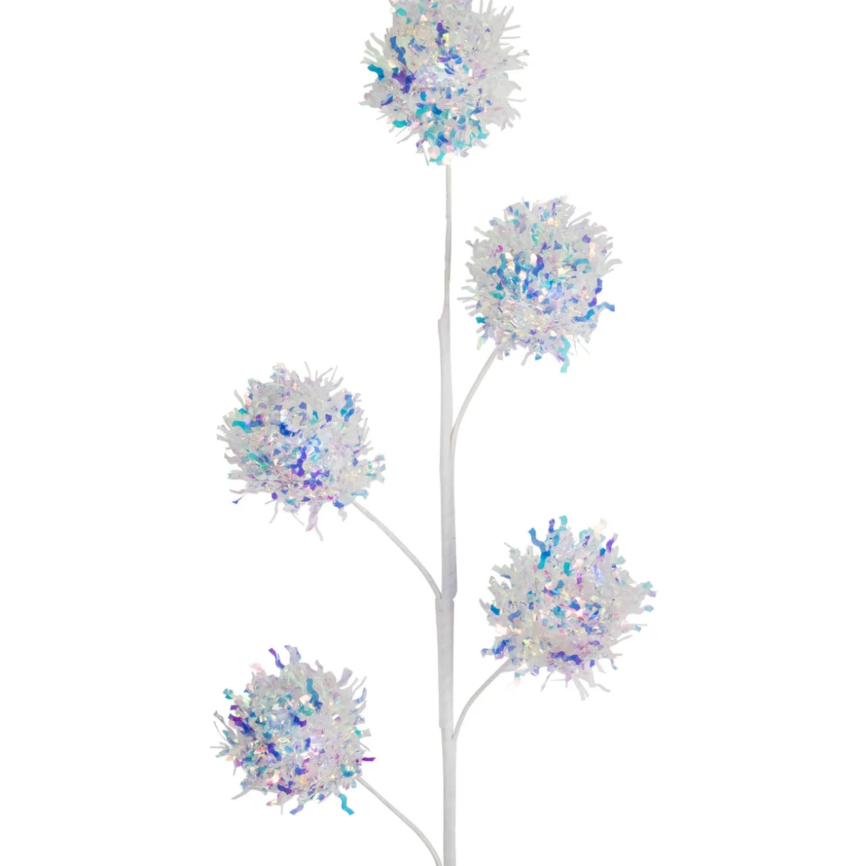 27" White Iridescent Snowball Christmas Spray