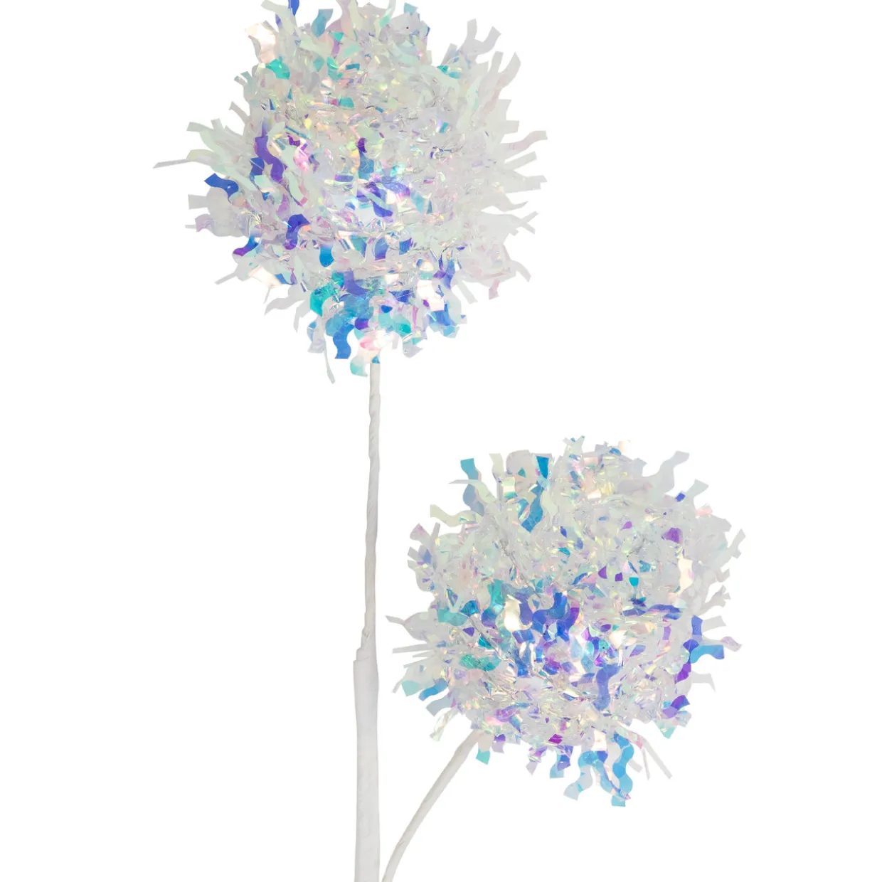 27" White Iridescent Snowball Christmas Spray