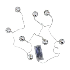 8 White LED Jingle Bell Novelty Christmas Lights - 3 ft Clear Wire
