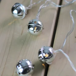 8 White LED Jingle Bell Novelty Christmas Lights - 3 ft Clear Wire