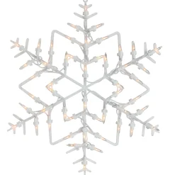 16" White Lighted Snowflake Christmas Window Silhouette