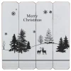 16” White Merry Christmas Post Card Winter Scene Wooden Wall Sign