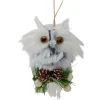 6" White Owl with Pinecones and Berries Christmas Ornament