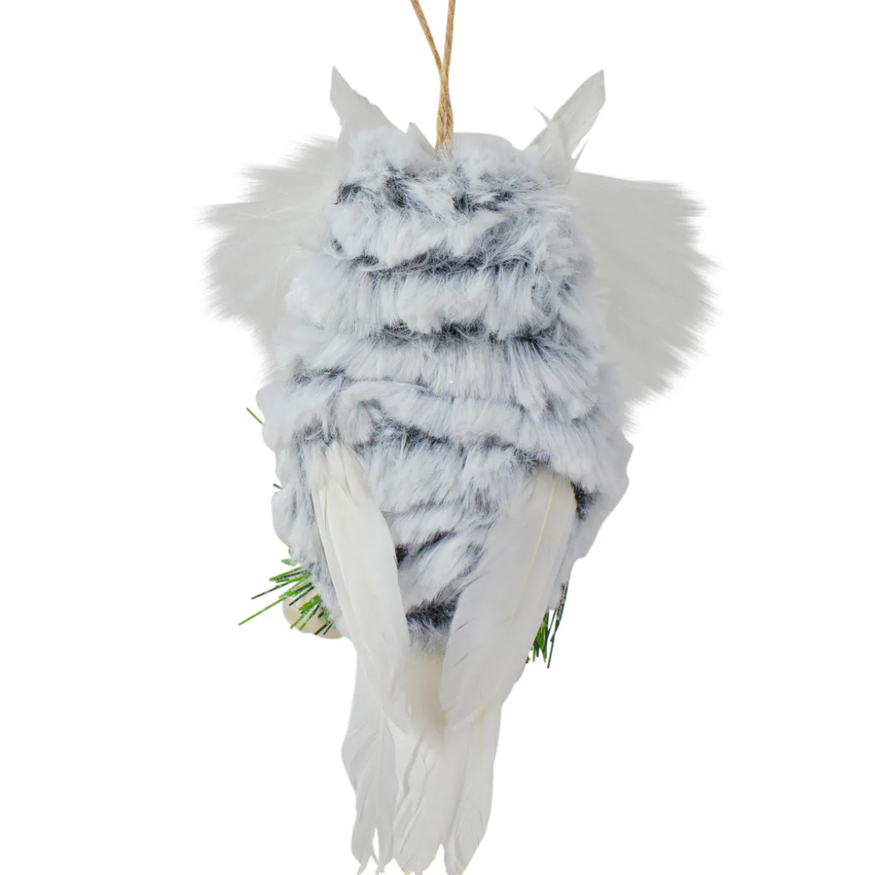 6" White Owl with Pinecones and Berries Christmas Ornament