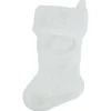 19" White Plush Christmas Stocking