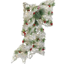 20" White Rattan Berry and Pinecone Christmas Bow