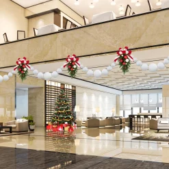 6' White Shiny and Matte Shatterproof Ball Christmas Swag