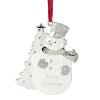 3.5" White Silver-Plated Snowman Merry Christmas Ornament with European Crystals